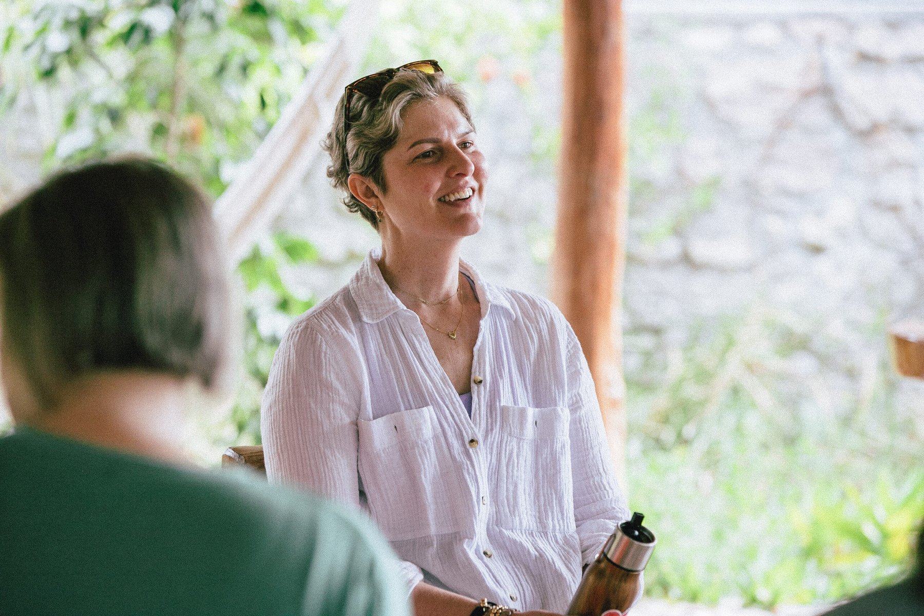 Suzanne Roske in conversation during the retreat